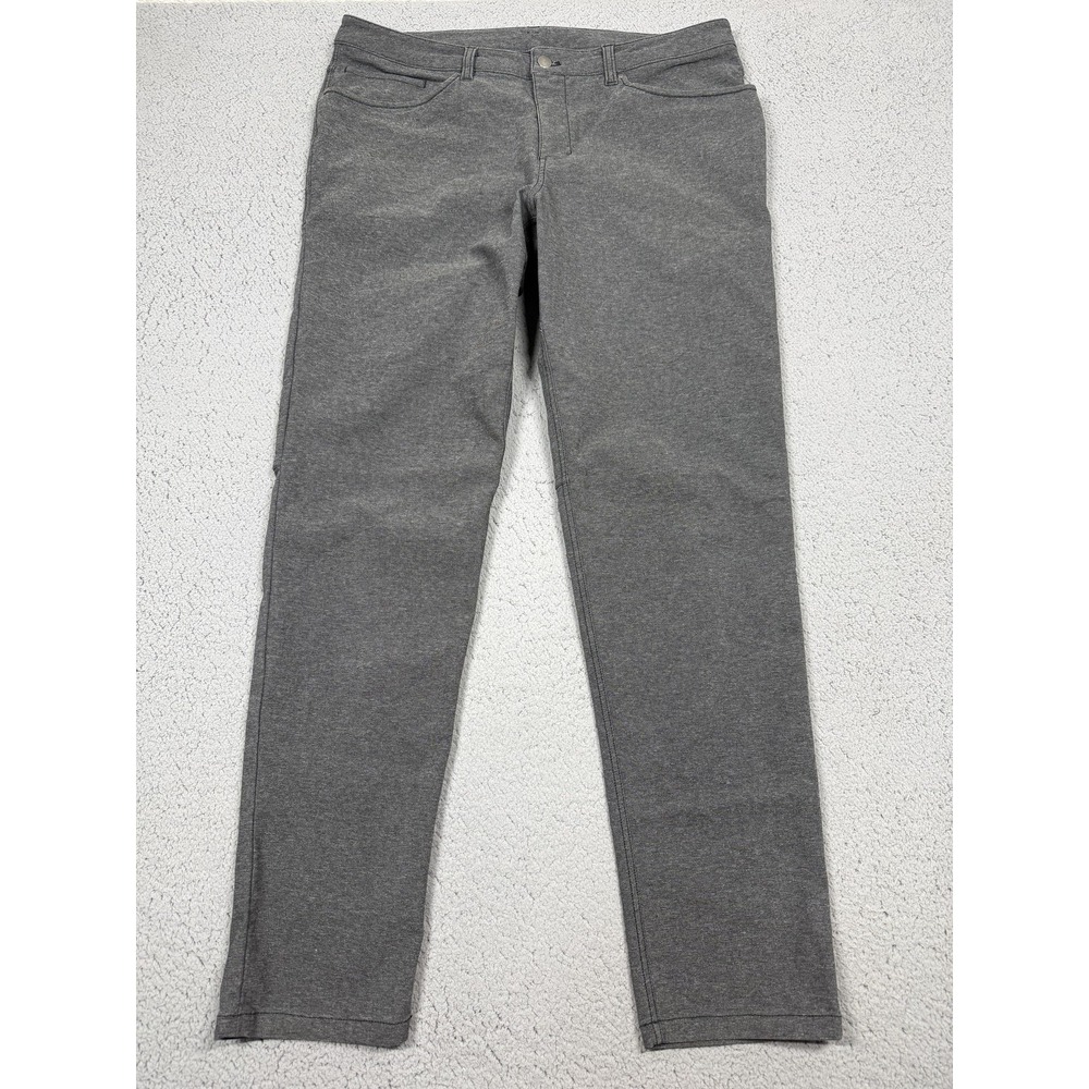 Lululemon Pants Mens 36x32 Gray Chino Stretch Slim Tapered Casual Knit Comfort